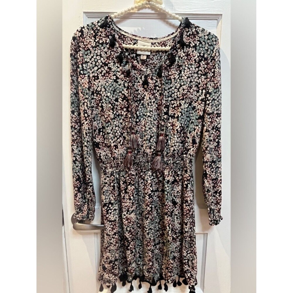 Knox Rose bohemian-style floral pattern long sleeve dress size M